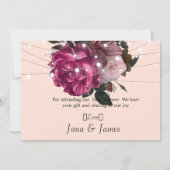 ストリングライトブルゴーニュ感謝していの花あなた 招待状 (裏面)