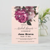 ストリングライトブルゴーニュ花ブライダルシャワー 招待状 (スタンド正面)