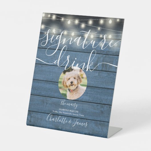 ストリングライトブルーウッドペットシグネチャードリンク 台座サイン (正面)