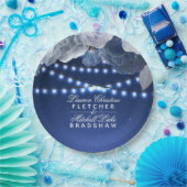 ストリングライトブルーエレガントな結婚式 ペーパープレート (パーティー)