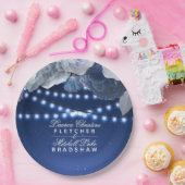 ストリングライトブルーエレガントな結婚式 ペーパープレート (パーティー)