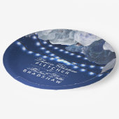 ストリングライトブルーエレガントな結婚式 ペーパープレート (アングル)