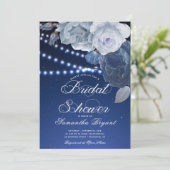 ストリングライトブルーエレガントブライダルシャワー 招待状 (スタンド正面)