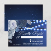 ストリングライトブルーエレガントミールの選択 出欠カード (正面/裏面)