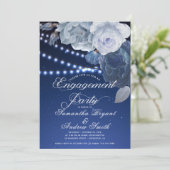 ストリングライトブルーエレガント婚約 招待状 (スタンド正面)