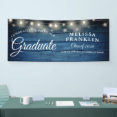 ストリングライトブルー素朴ウッド卒業バナー 横断幕 (トレードショー)