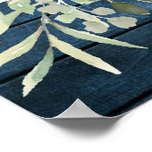 ストリングライトブルー素朴フローラシーティングチャート ポスター (角)