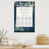 ストリングライトブルー素朴フローラシーティングチャート ポスター (キッチン)