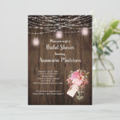 ストリングライトメイソンジャーフローラブライダルシャワー | 招待状 (スタンド正面)