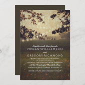 ストリングライトメドウツリーブランチレトロ結婚ズ 招待状 (正面/裏面)