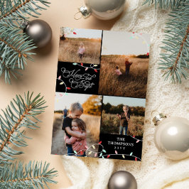 ストリングライトメリー明るいクリスマス写真コラージュ シーズンカード