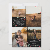 ストリングライトメリー明るいクリスマス写真コラージュ シーズンカード (正面)