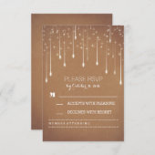 ストリングライトモダンウェディングRSVPカード 出欠カード (正面/裏面)