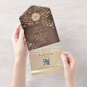 ストリングライトモノグラム結婚のQRコード オールインワン招待状 (貼ってはがせる)