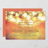 ストリングライトランタン白熱［赤熱］光を放つ結婚式 招待状 (正面/裏面)