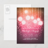 ストリングライトランタン紫の日付を保存 案内ポストカード (正面/裏面)