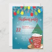 ストリングライトレッドマグコージーウィンタークリスマスパーティー 招待状 (正面)