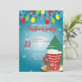 ストリングライトレッドマグコージーウィンタークリスマスパーティー 招待状 (スタンド正面)