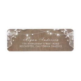 ストリングライトレースとバーラップ素朴エレガント ラベル