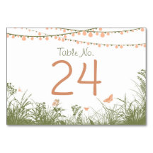 ストリングライトワイルドフラワーテーブルナンバーカードプレイス