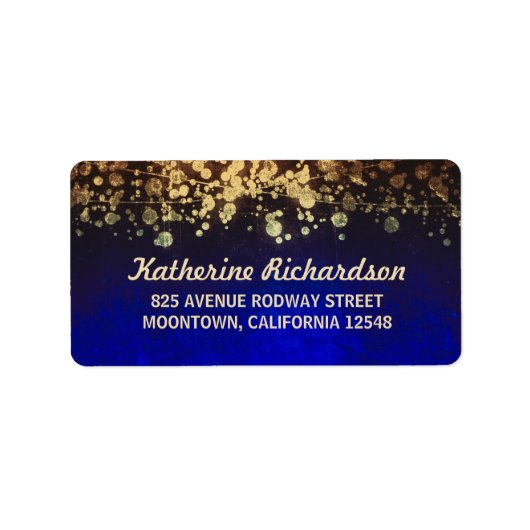 ストリングライトヴィンテージウェディングブルーと金ゴールド ラベル (正面)