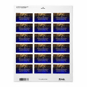 ストリングライトヴィンテージウェディングブルーと金ゴールド ラベル (フルシート)