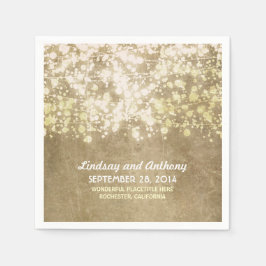 ストリングライトヴィンテージゴールデングリッター紙ナプキン スタンダードカクテルナプキン