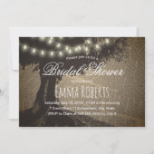 ストリングライトヴィンテージツリー古いページブライダルシャワー 招待状 (正面)