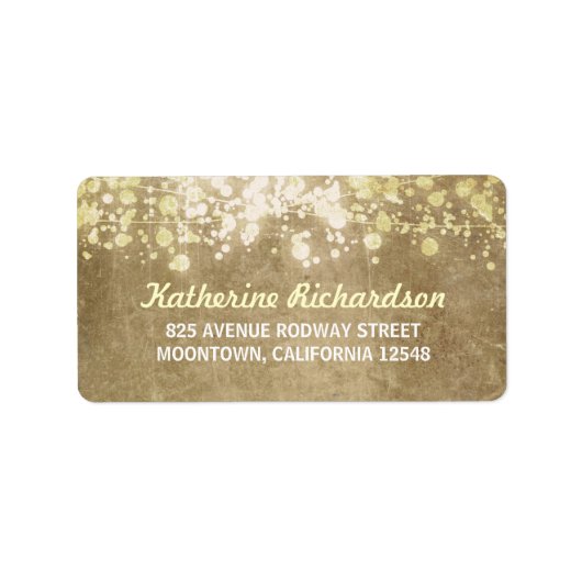 ストリングライトヴィンテージ結婚式住所 シール (正面)