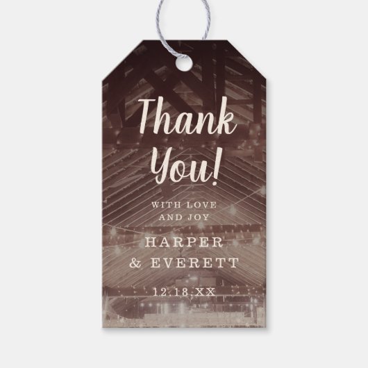 ストリングライト付きバーンラフ結婚ターありがとう ギフトタグ (正面)