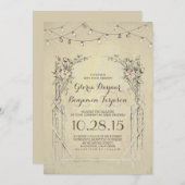 ストリングライト付きビンテージ結婚式の招待状 招待状 (正面/裏面)