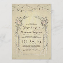 ストリングライト付きビンテージ結婚式の招待状