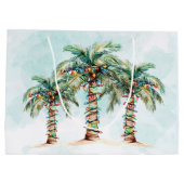 ストリングライト付きヤシの木ビーチ ラージペーパーバッグ (裏面)