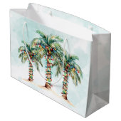 ストリングライト付きヤシの木ビーチ ラージペーパーバッグ (裏面アングル)