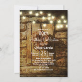ストリングライト付素朴きカントリーバーン 招待状 (正面)