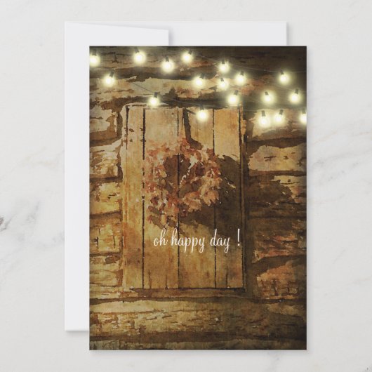 ストリングライト付素朴きカントリーバーン 招待状 (裏面)