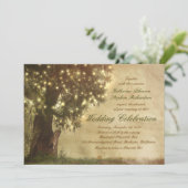 ストリングライト古い木の素朴な結婚式招待状 招待状 (スタンド正面)