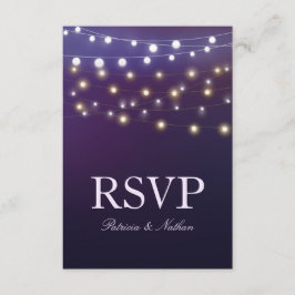 ストリングライト夕べウェディングRSVP 出欠カード