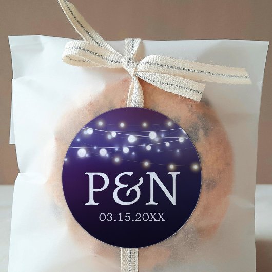 ストリングライト夕べ結婚ズモノグラム ラウンドシール
