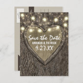 ストリングライト彫りオークの木Date Cardを保存 案内ポストカード (正面/裏面)