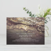 ストリングライト彫りハート素朴ブライダルシャワー 招待状 (スタンド正面)