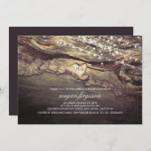 ストリングライト彫りハート素朴ブライダルシャワー 招待状 (正面/裏面)