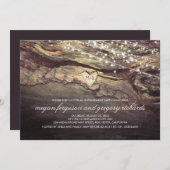 ストリングライト彫刻ハート素朴婚約パーティ 招待状 (正面/裏面)