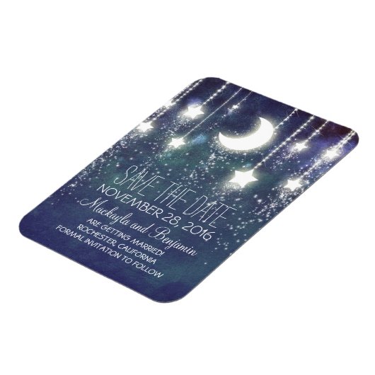 ストリングライト星と月の日付を保存 マグネット (左側)