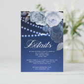 ストリングライト星ブルーエレガントな結婚式詳細 招待状 (スタンド正面)