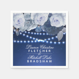 ストリングライト星ブルーエレガントな結婚式 スタンダードカクテルナプキン