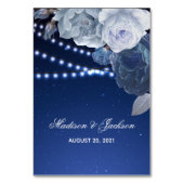 ストリングライト星ブルーエレガントな結婚式 テーブルナンバー (裏面)