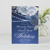 ストリングライト星ブルーエレガントな結婚式 招待状 (スタンド正面)