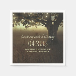 ストリングライト木の素朴結婚な紙ナプキン スタンダードカクテルナプキン