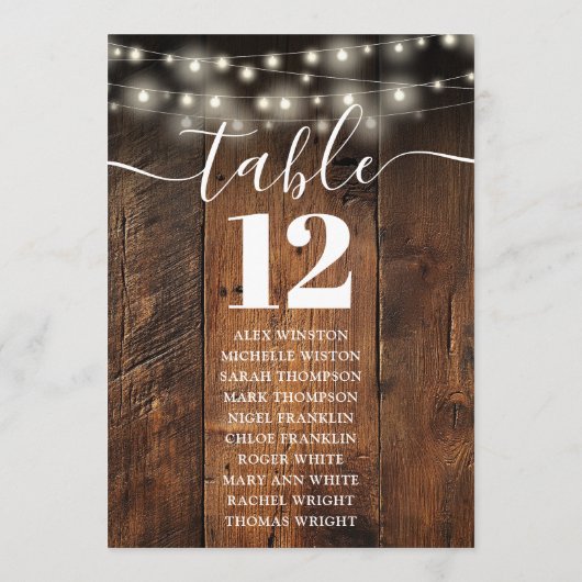 ストリングライト木製テーブル番号座席表 招待状 (裏面)